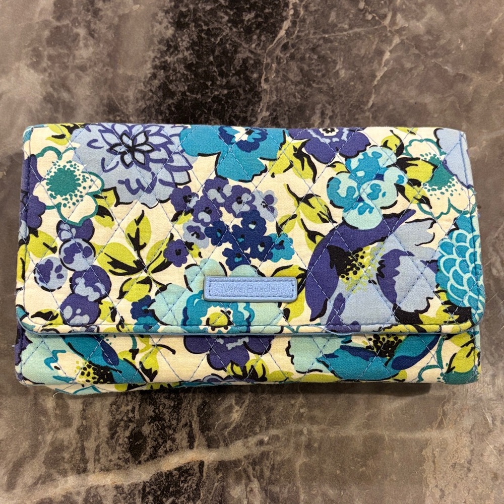 Floral Blue and Green Vera Bradley Wristlet/Crossbody Bag